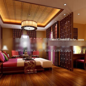 Southeast Asian Bedroom Interior V3 3d model