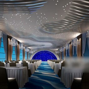 Modello 3d interno del soffitto moderno del ristorante
