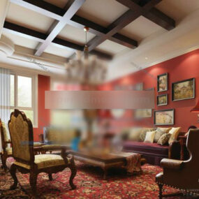 Country Style European Living Room Interior 3D-malli