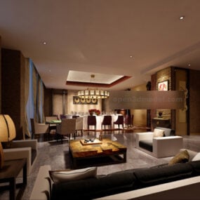 Villa Luxury Living Room Interior Modello 3d