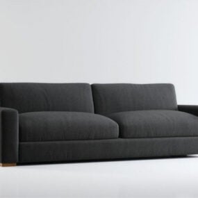 3д модель интерьера темно-серого тканевого дивана