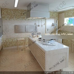 Model 3d Interior Dapur Warna Putih