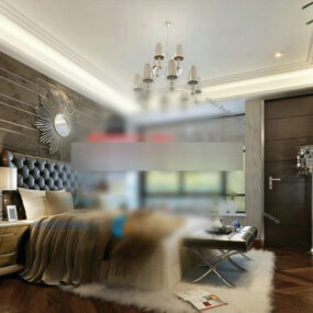 Western Style Bedroom Interior V1 3d model