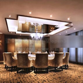 Hotel Round Restaurant Room Interior 3d model