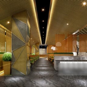 Modern Hotel Restaurant Interior 3d model