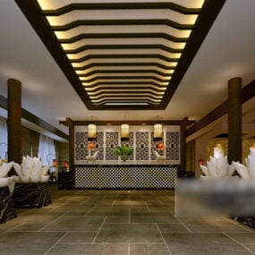 Διακόσμηση οροφής εστιατορίου Εσωτερικό V1 3d μοντέλο