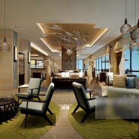 Restaurant Ceiling Decor Interior V1 3d model