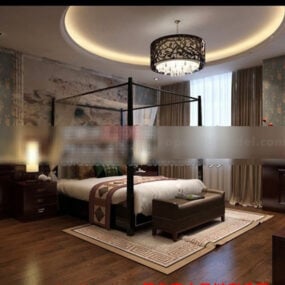 Southeast Asian Style Bedroom Interior V3 3d model