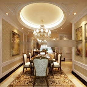 Round Ceiling Restaurant Interior 3d model