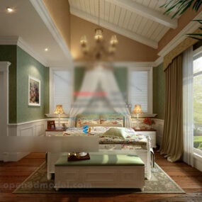 Loft Bedroom Interior 3d model
