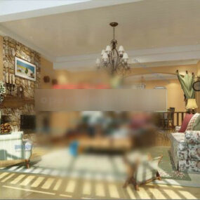 Rustic Style Living Room Interior 3d model