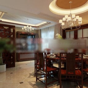 Chinese Dinning Room Design Interior 3d model