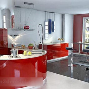Open Kitchen Design Interior 3d model