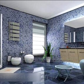 Mozaikový design koupelny 3D model interiéru