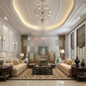 Classic European Living Room Design Interior 3d model