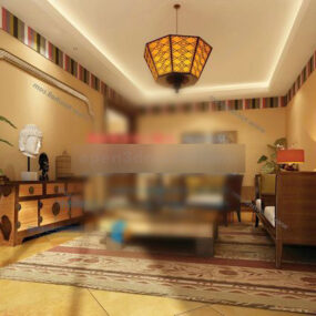 مدل سه بعدی V1 داخلی اتاق نشیمن به سبک آسیای جنوب شرقی