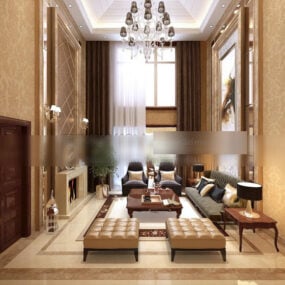 Villa Sala de estar Diseño Interior Modelo 3d