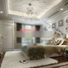 Western White Bedroom Design Interior 3d model