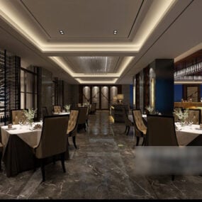 Restaurant Dinning Room Ceiling Design Interior 3d model