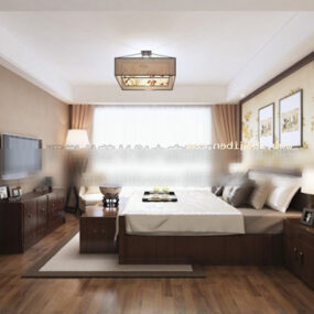 โมเดล 3 มิติภายในการออกแบบห้องนอนที่สะอาดตา