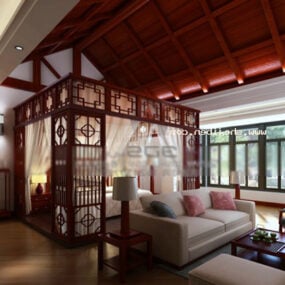 Kinesisk soveværelse loftdesign interiør 3d model