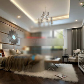 Wall Decor European Bedroom Design Interior 3d model
