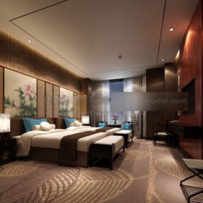 Modern Contemporary Hotel Room Interior 3d model