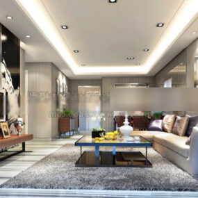 Westliches modernes Wohnzimmer-Design-Innenraum-3D-Modell