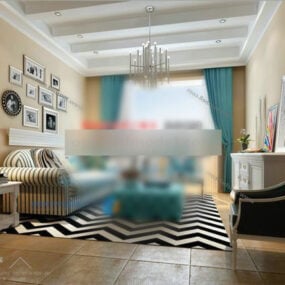 Transitional Living Room Design Interior 3d model