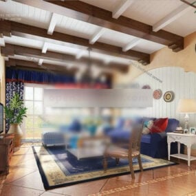 Casa de campo Sala de estar Interior Modelo 3d