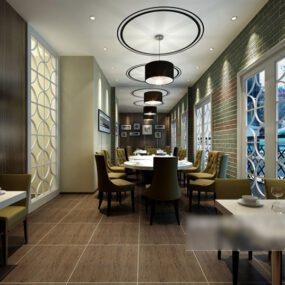 Restaurant lysekrone design interiør 3d model