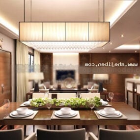 Thiết kế nội thất phòng khách hiện đại ấm áp Mô hình 3d