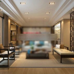 Kinesisk stue moderne design interiør 3d-modell