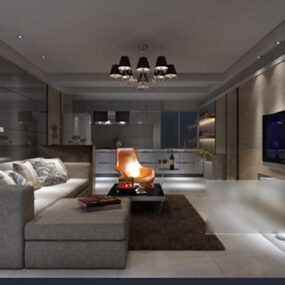 2д модель интерьера домашней гостиной V3