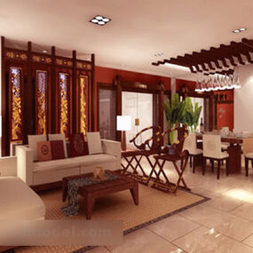 Chinese Style Living Room Design V2 Interior 3d model