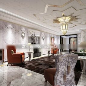 Luxuriöses Retro-Wohnzimmer-Design-Interieur-3D-Modell