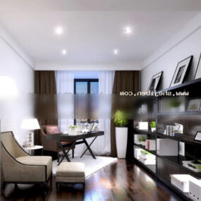 Modello 3d di interni di design per la casa moderna della sala studio