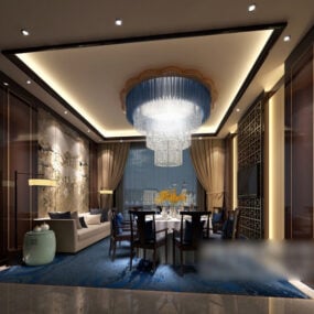 Restaurant Chandelier Luxury Design Interior 3d model