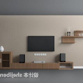 Chinese Style Tv Wall Design V1 Interior 3d model