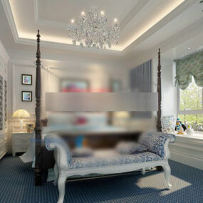 Mediterranean Style Bedroom V2 Interior 3d model