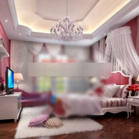 European Princess Bedroom Interior 3d model
