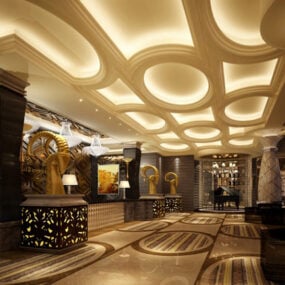 Hotel Lobby Design Interior V1 3d-malli