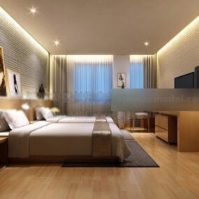 Intérieur de conception de chambre standard d'hôtel modèle 3D