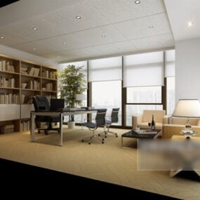 经理办公室设计书柜室内3d模型