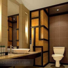 Kinesisk stil badeværelse design interiør 3d model