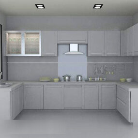 Modern White Kitchen Interior V1 3d model