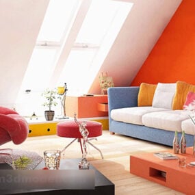 Attic Living Room Interiør V1 3d model