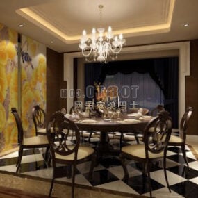 Europeisk restaurang klassiska möbler interiör 3d-modell