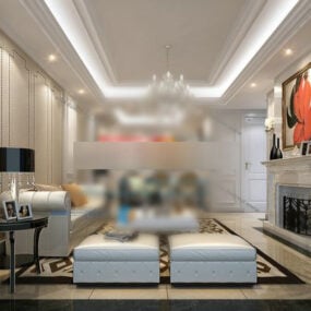 Sala de estar europea Decoración moderna Interior Modelo 3d