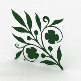 Papel tapiz con patrón de flores verdes V1 modelo 3d